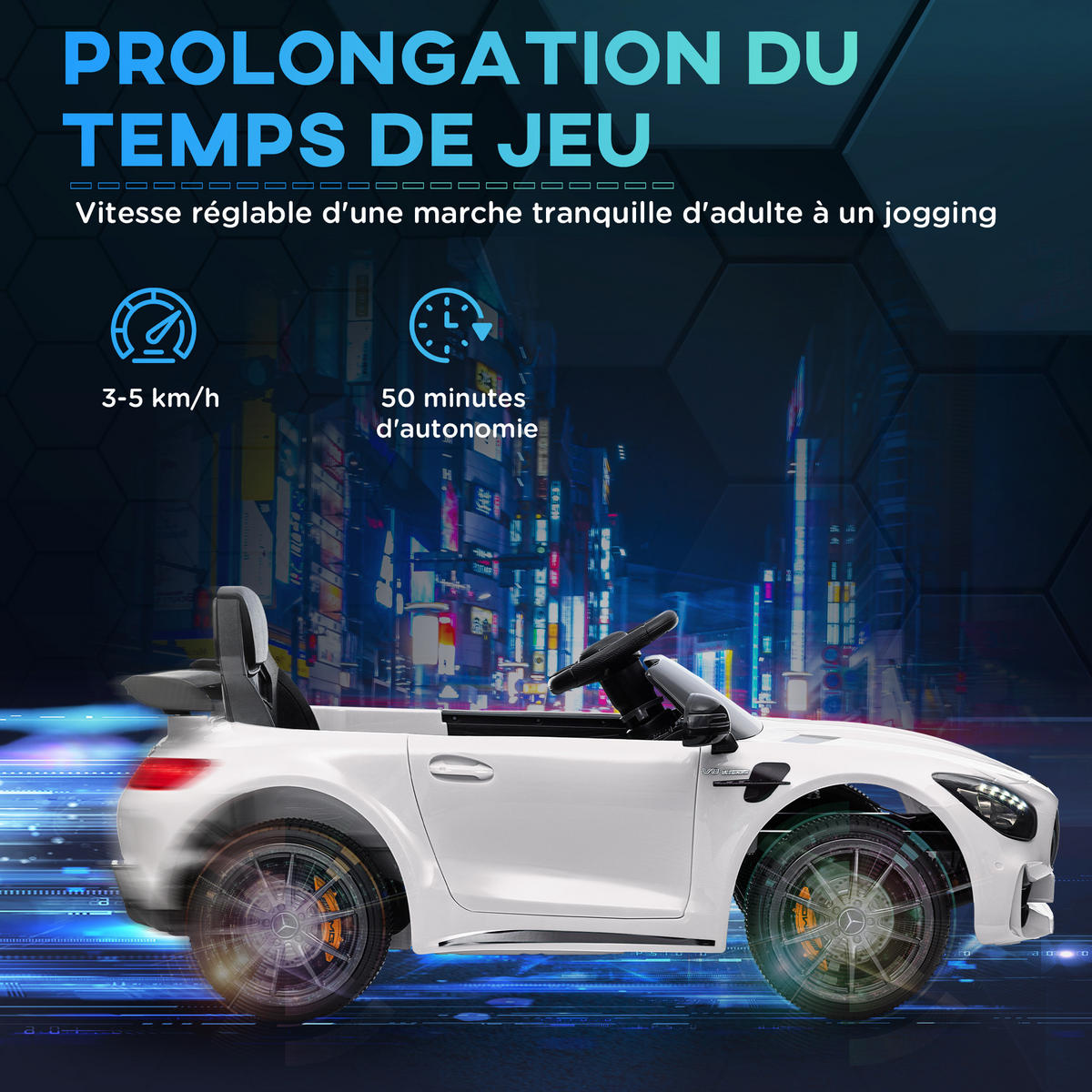 ELEKTRO-KINDERAUTO DE-13142 2,4G Fernbedienung Weiß - Weiß, Metall (108/67/46cm) - ComfortXL