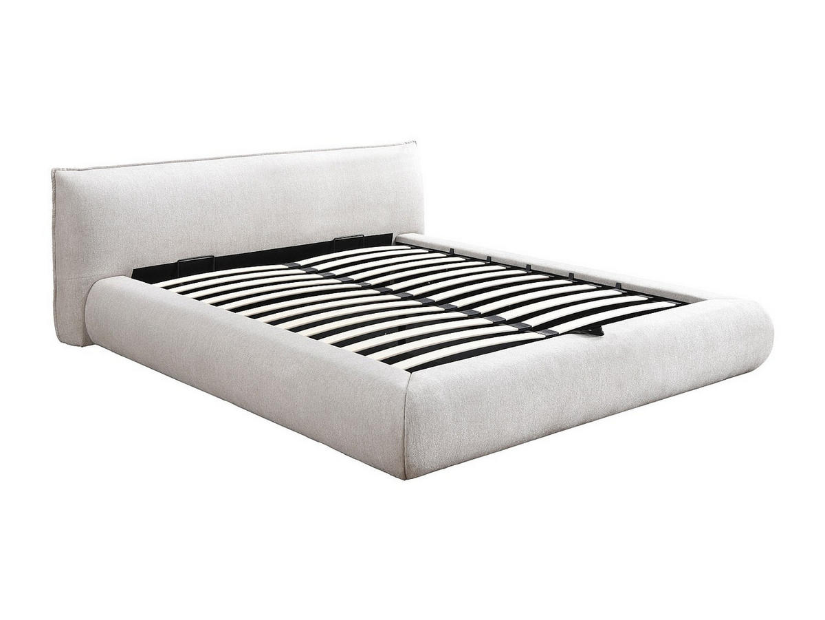 BETT mit Bettkasten - 2 Personen - stoff - beige Mirsio - Beige, Textil (180/200cm) - Vente-Unique