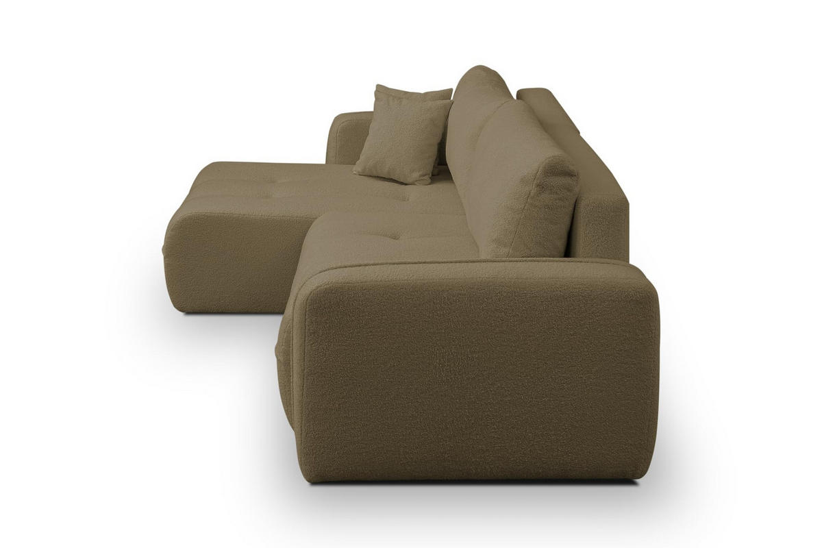 ECKSOFA CLOUD mit Schlaffunktion und Bettkasten Boucle Cloud (Braun) - Braun, Textil (276/145cm) - VENASI MÖBEL