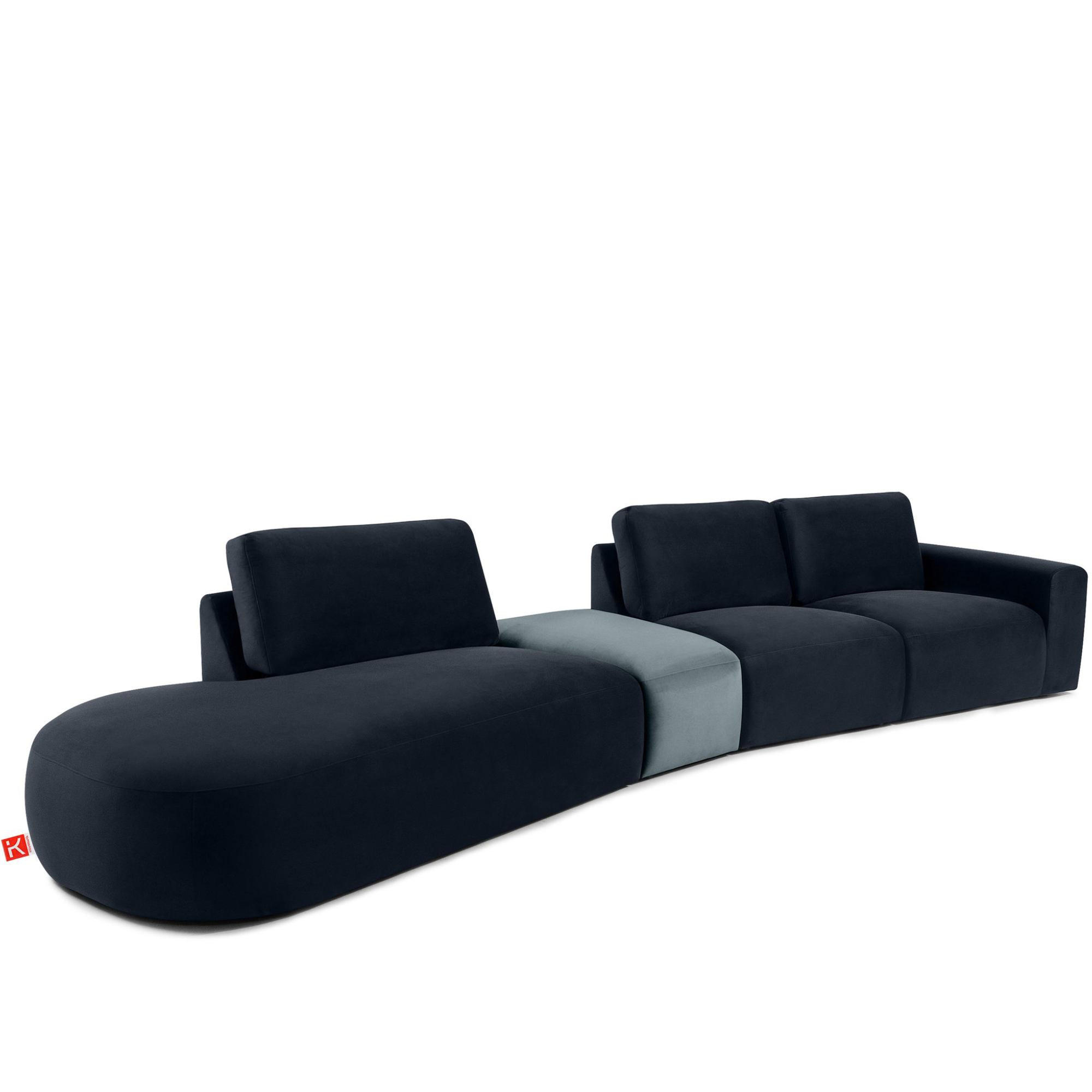 5-SITZER ECKSOFA ZUCCO Velour links, Marineblau - Blau, Textil (430/84/105cm) - KONSIMO®