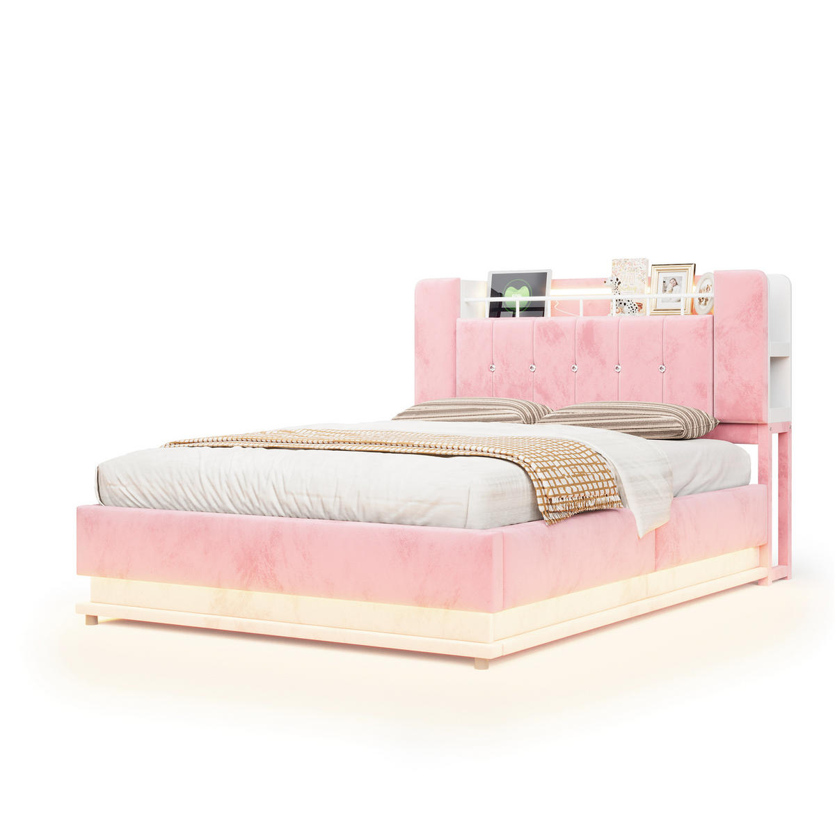 POLSTERBETT 140/200 cm Rosa - Pink, Textil