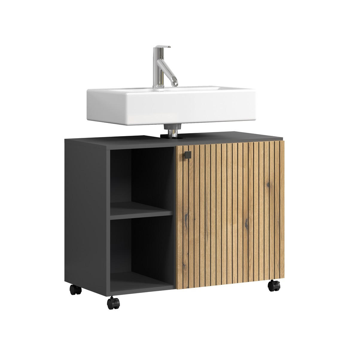 WASCHBECKENUNTERSCHRANK PureBliss Anthrazit - Anthrazit, Holzwerkstoff (80/64/42cm) - Trendteam