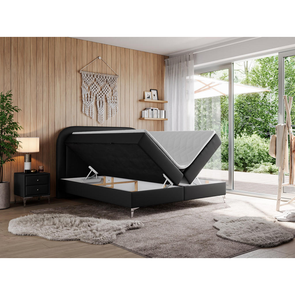 Thumbnail - MKS Boxbett, Schwarz, Textil, 2-Sitzer, H3, Rechteckig, 140x200 cm, Schlafzimmer, Betten, Boxspringbetten