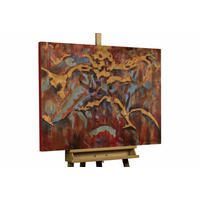 ACRYLBILD HANDGEMALT 100/70 cm - Blau/Rot, Holz/Textil (2.05/70cm) - KUNSTLOFT