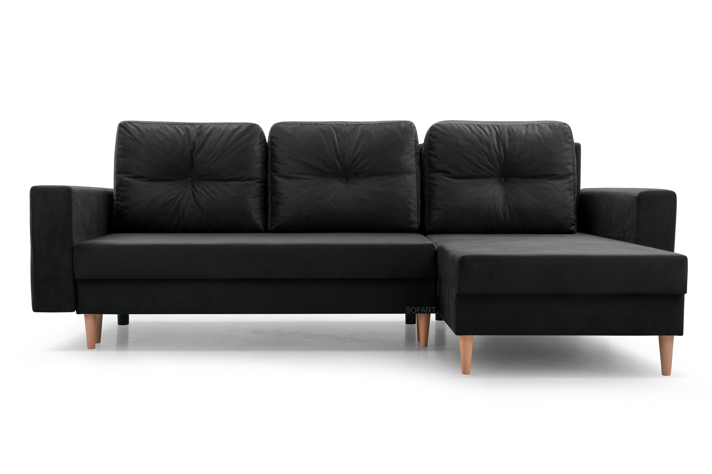 ECKSOFA Carl L - Schwarz - Schwarz, Holz (232/137cm) - Möblo