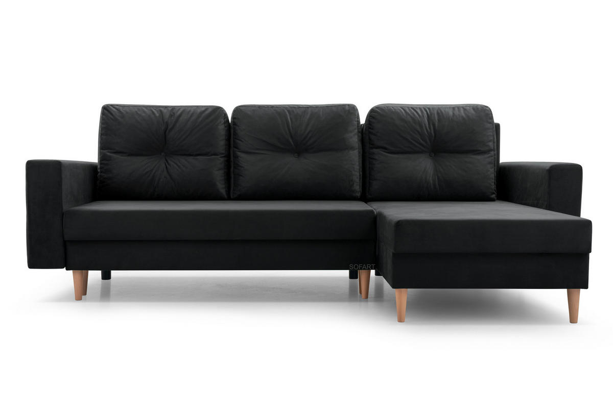 ECKSOFA Carl L - Schwarz - Schwarz, Holz (232/137cm) - Möblo
