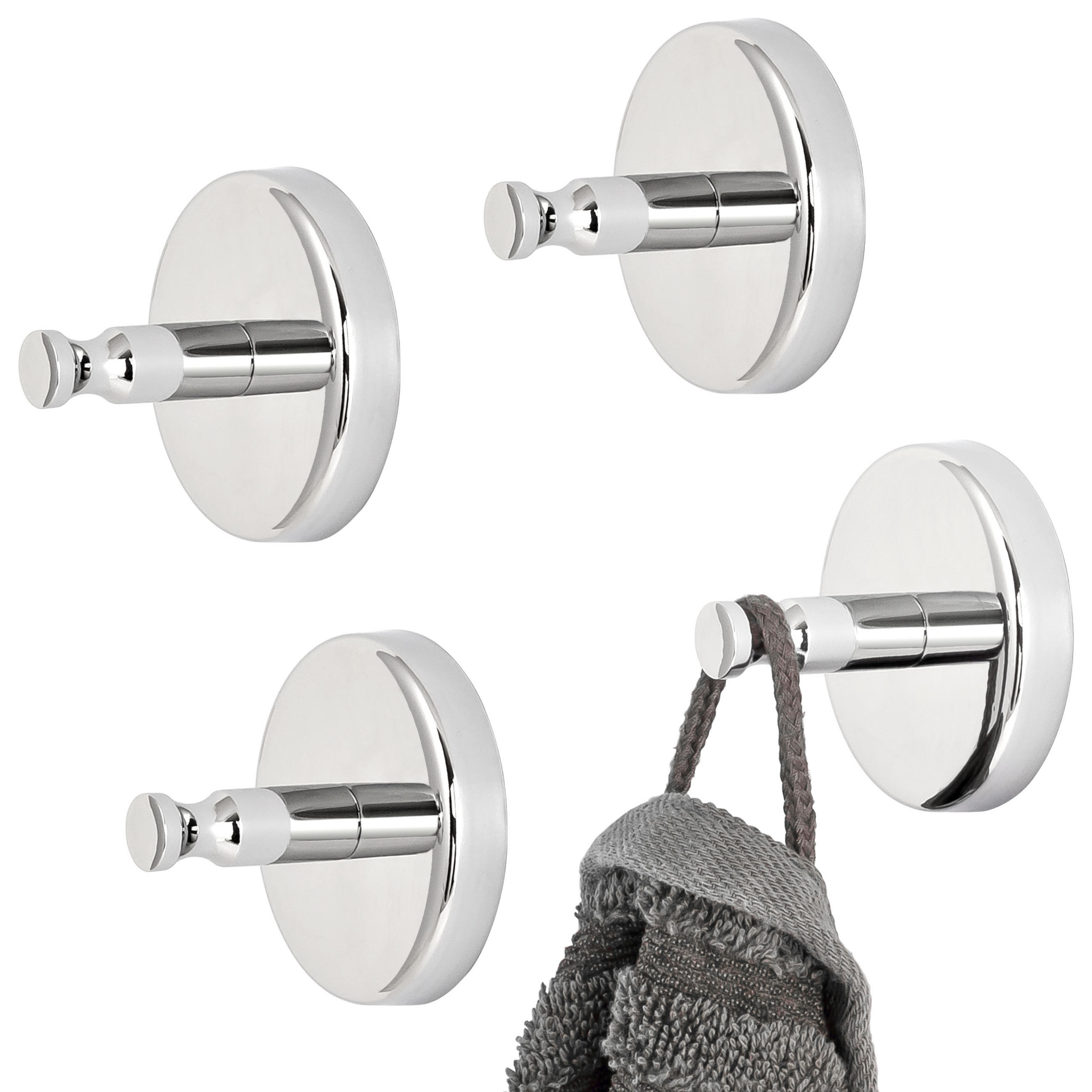 HANDTUCHHAKEN LUCENTE 4er Set, Edelstahl verchromt - Chromfarben, Metall (6/4.5/6cm) - bremermann