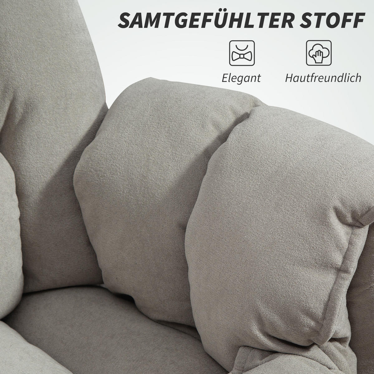 BÜROSTUHL Polyester Stahl Hellgrau - Chromfarben/Hellgrau, Textil/Metall (75/118/77cm) - HOMCOM