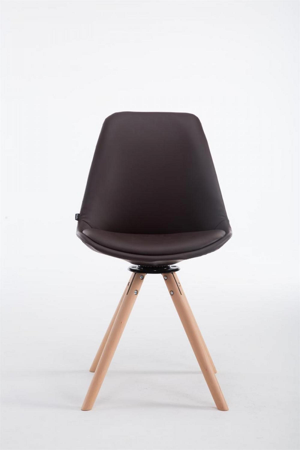 STUHL Lederlook braun - Eukalyptusholzfarben/Braun, Holz/Textil (48/84/56cm) - CLP