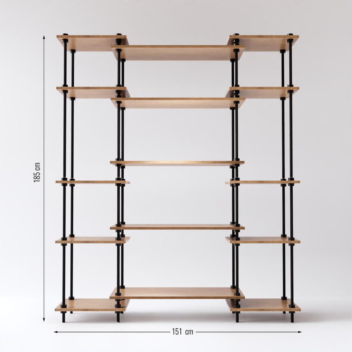 REGALSYSTEM mit Standregalen 185x151x35 - Eiche San Remo, Metall (151/185/35cm) - AR Shelving