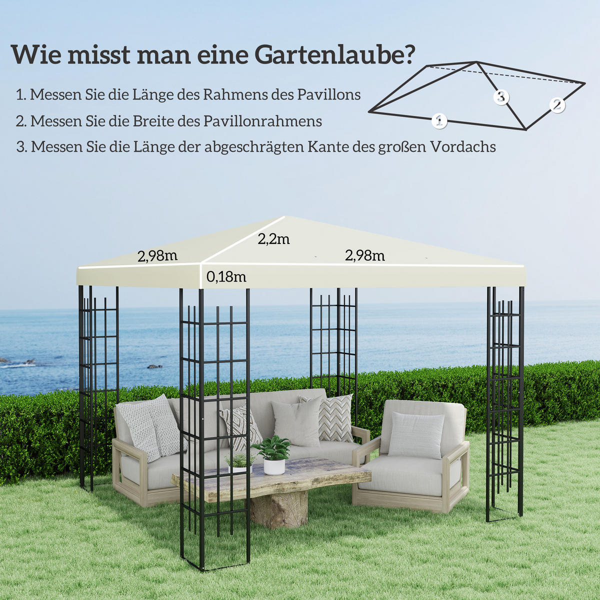 ERSATZDACH für Pavillon 3 x 3 m - Creme, Kunststoff (298/1/298cm) - Outsunny
