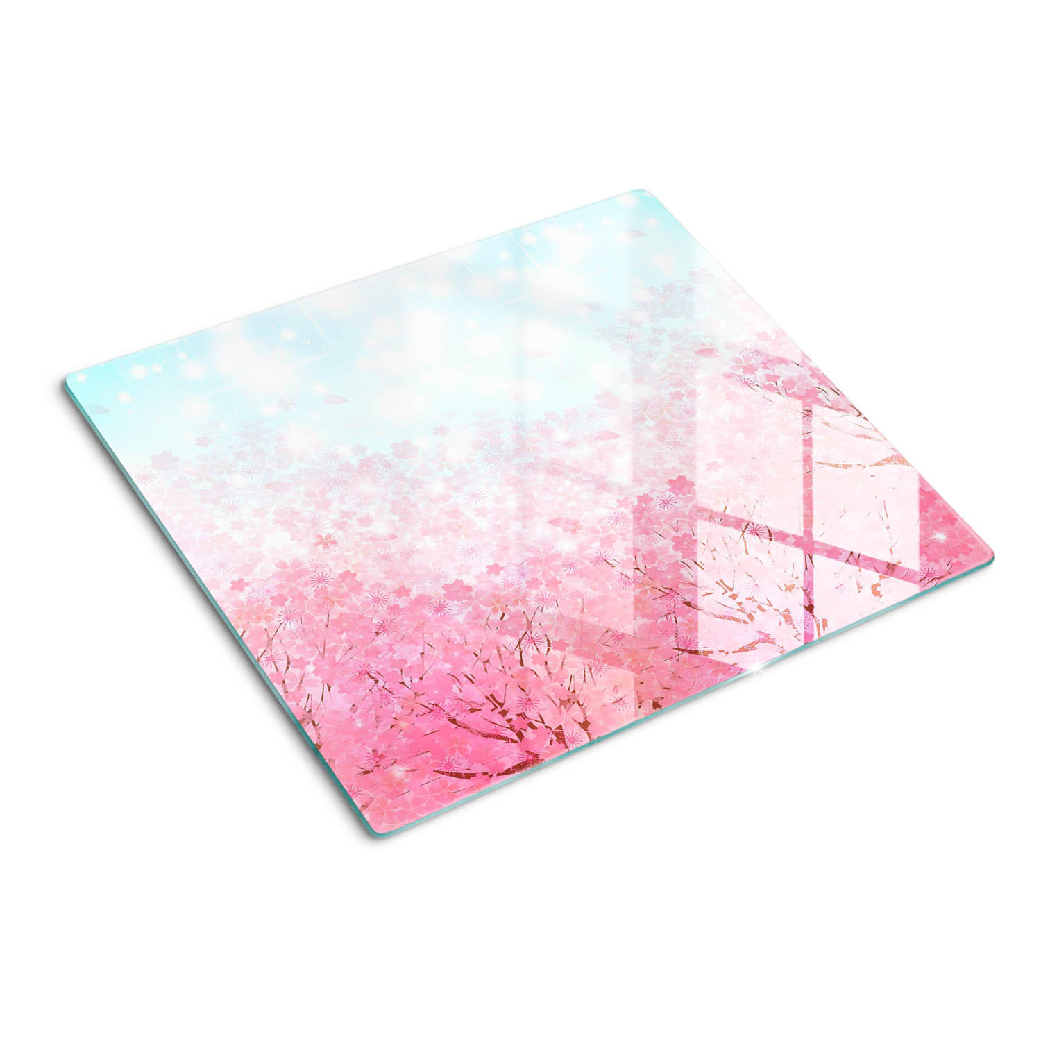 GLASPLATTE 60x52 cm Kirschblüten - Pink, Glas (60/0.4/52cm) - TULUP