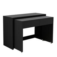 SCHREIBTISCH 2-in-1 Kommode ausziehbar Rollen Holz 1,8 cm modern - Schwarz, Holzwerkstoff (110/40/78cm) - FLIEKS