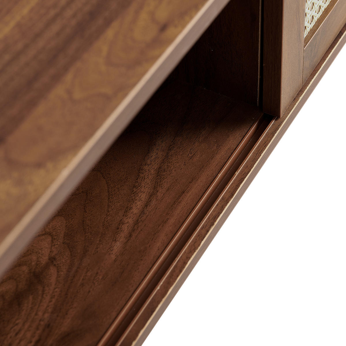 COUCHTISCH in Braun Korbgeflochtener Teetisch mit Schiebetüren für Wohnzimmer, B105/T55/H40cm - Naturfarben/Braun, Holzwerkstoff (55/105/40cm) - STILVORA