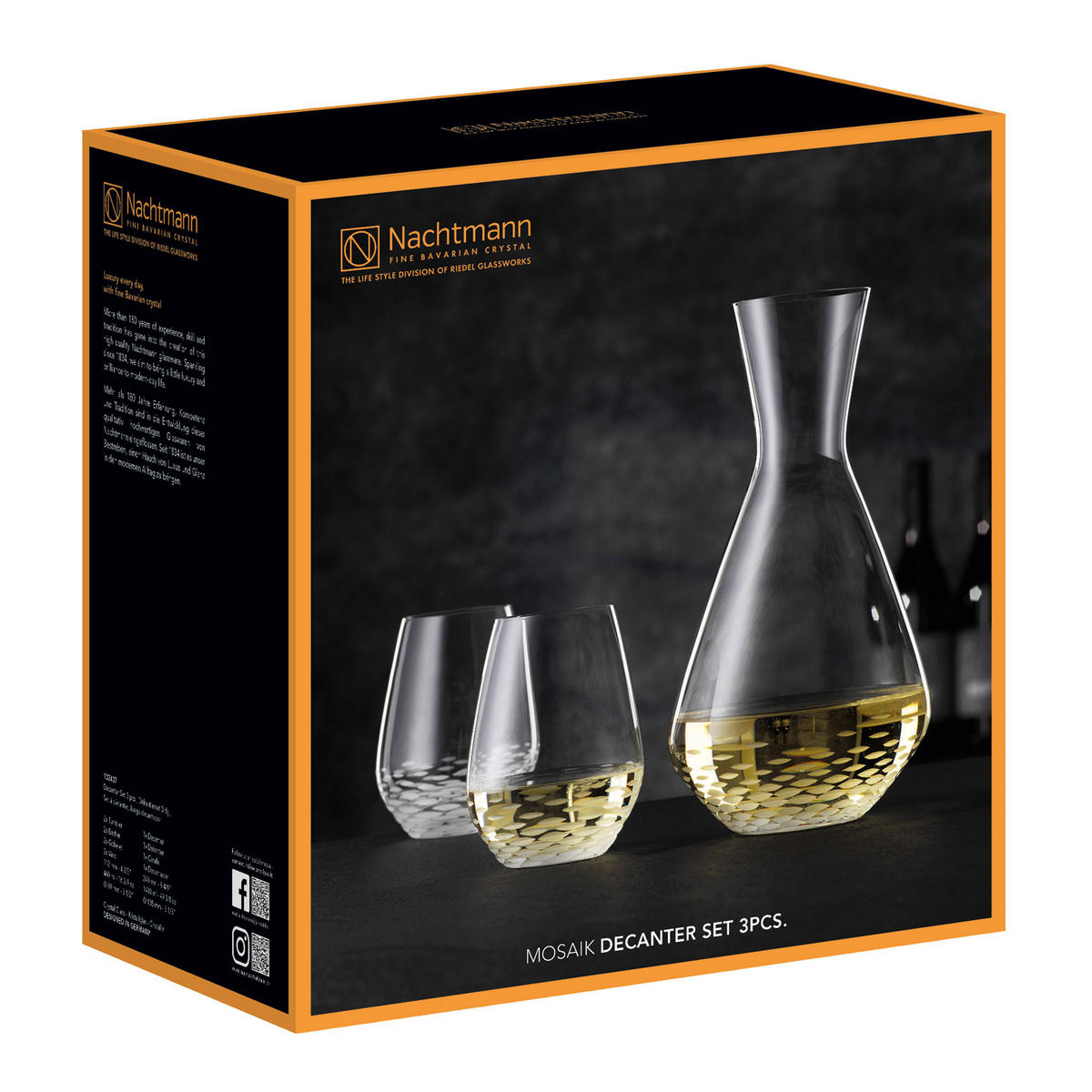 DEKANTIERKARAFFE Mosaik, 3-tlg., Kristallglas, 1400 ml - Transparent, Glas (1.4L) - Nachtmann