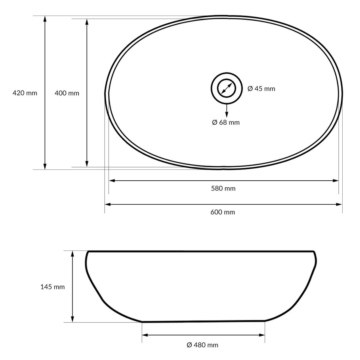 WASCHBECKEN - Weiß, Keramik (42/14.5/60cm) - LuxeBath