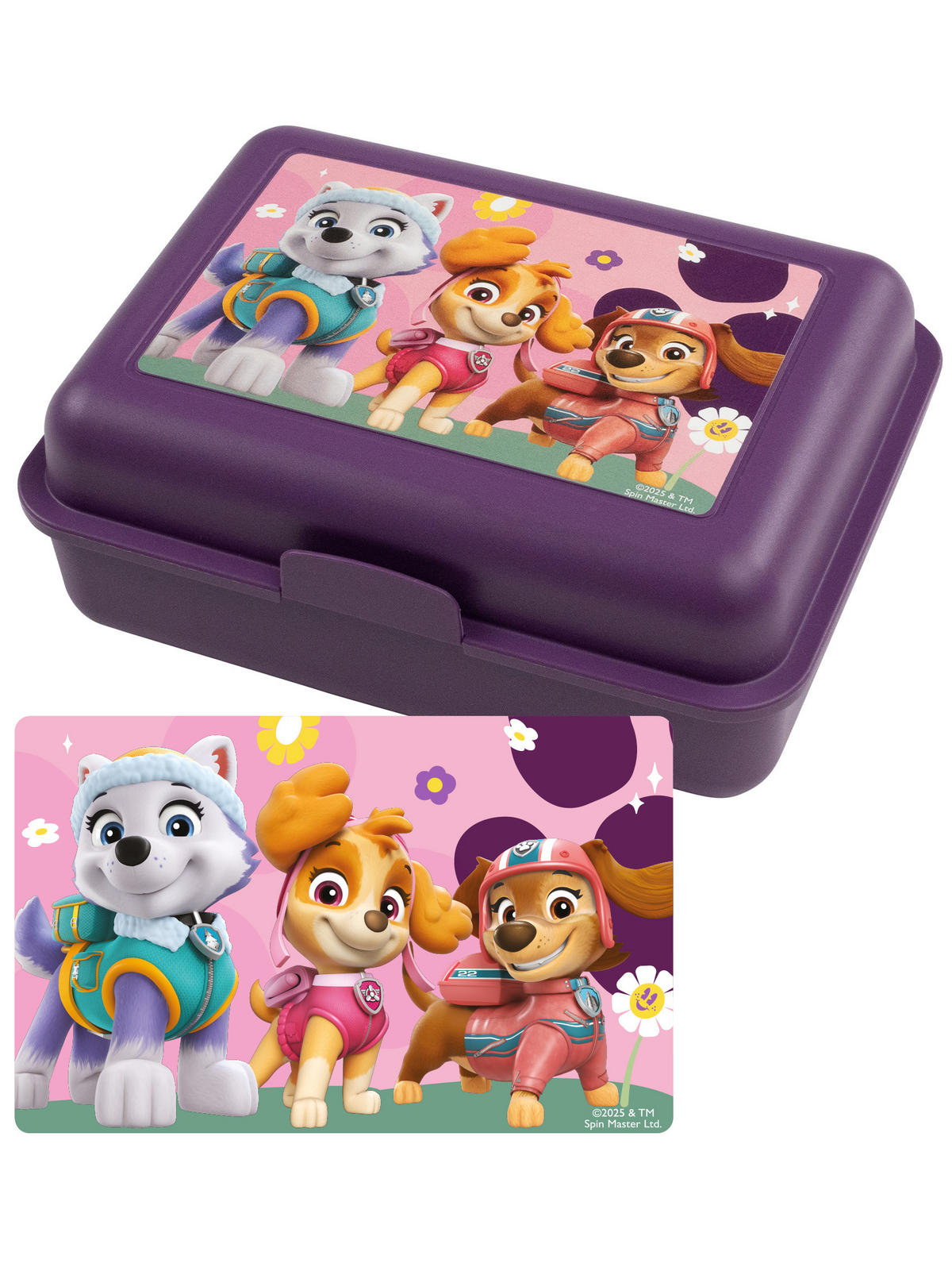 BROTDOSE Paw Patrol Skye, Everest und Zuma Lila 17,5 x 12,8 x 6,9 cm - Lila, Kunststoff (17.5/6.9/12.8cm) - Paw Patrol