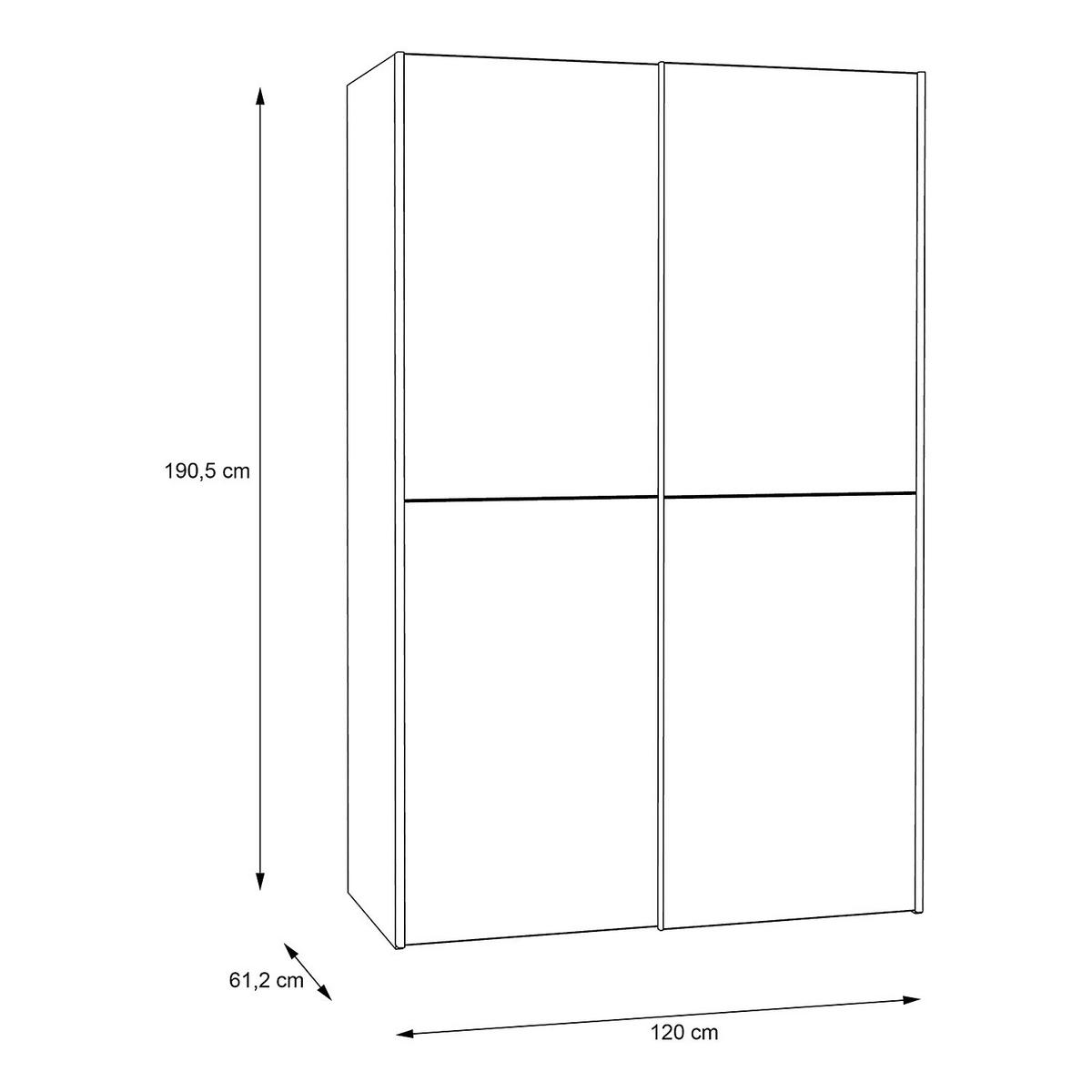 SCHWEBETÜRENSCHRANK - Silberfarben/Weiß, Holzwerkstoff/Metall (120/191/61cm) - home24