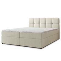 BOXBETT MERU 140x200 cm mit Matratze und Topper - Creme - Creme, Holz (140/200cm) - MASSENO