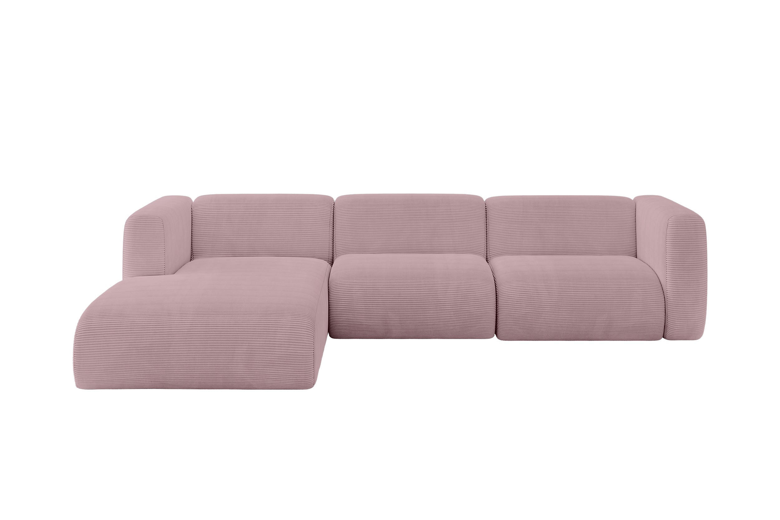 ECKSOFA Ottomane Links MIRA-L2 318x179x89 Rosa Cord - Schwarz/Rosa, Holzwerkstoff/Kunststoff (318/179cm) - ALTDECOR