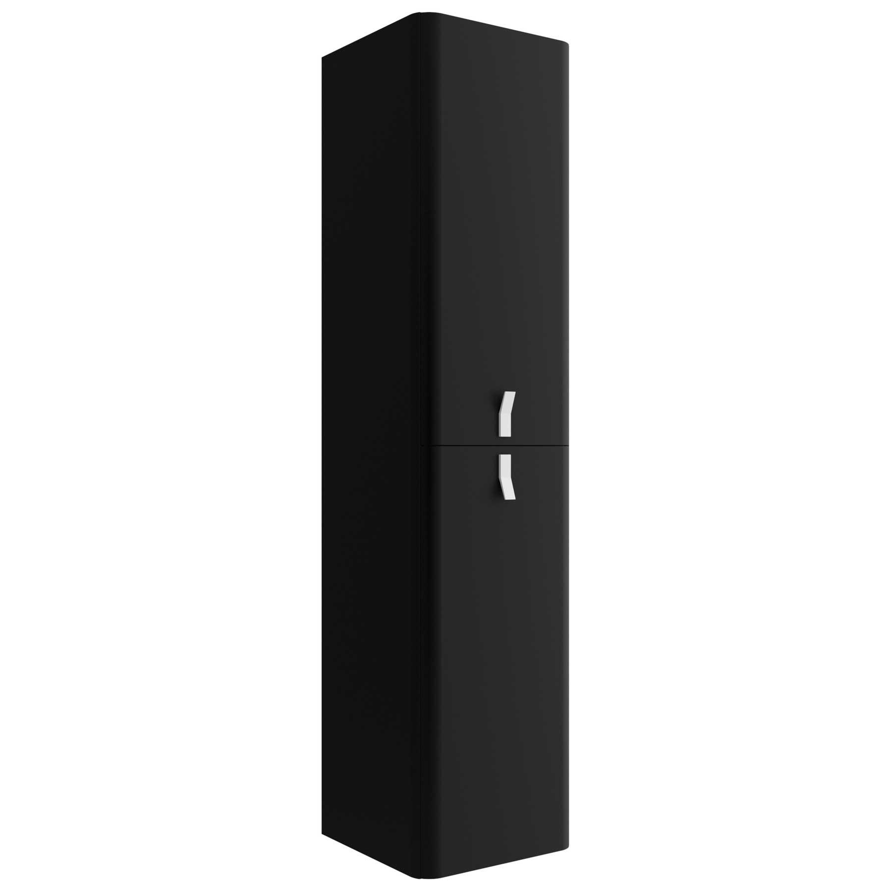 HOCHSCHRANK wandhängend UNIIQ Schwarz matt Badmöbel - Schwarz Hochglanz/Schwarz, Glas/Holz (35/150/35cm) - Salgar