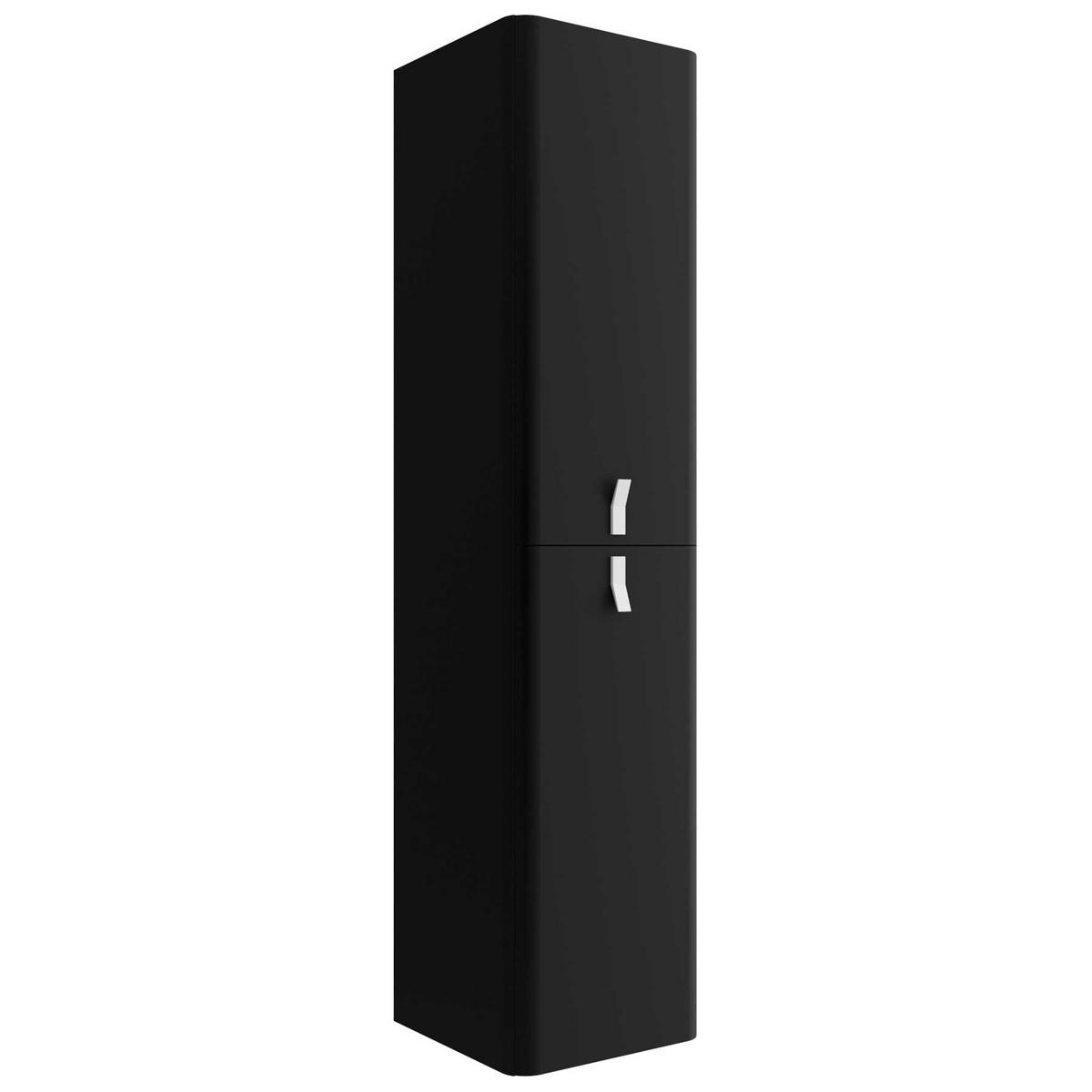 HOCHSCHRANK wandhängend UNIIQ Schwarz matt Badmöbel - Schwarz Hochglanz/Schwarz, Glas/Holz (35/150/35cm) - Salgar