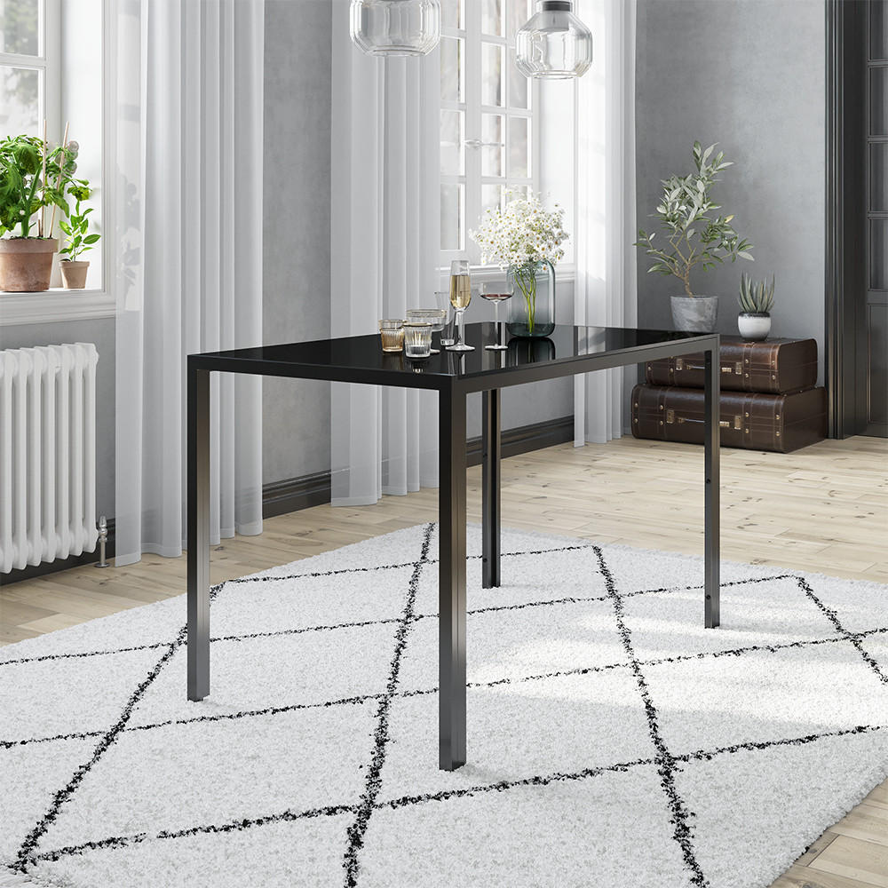 ESSTISCH Grand Schwarz 120 x 75 cm - Schwarz, Glas (70/120/75cm) - Vicco