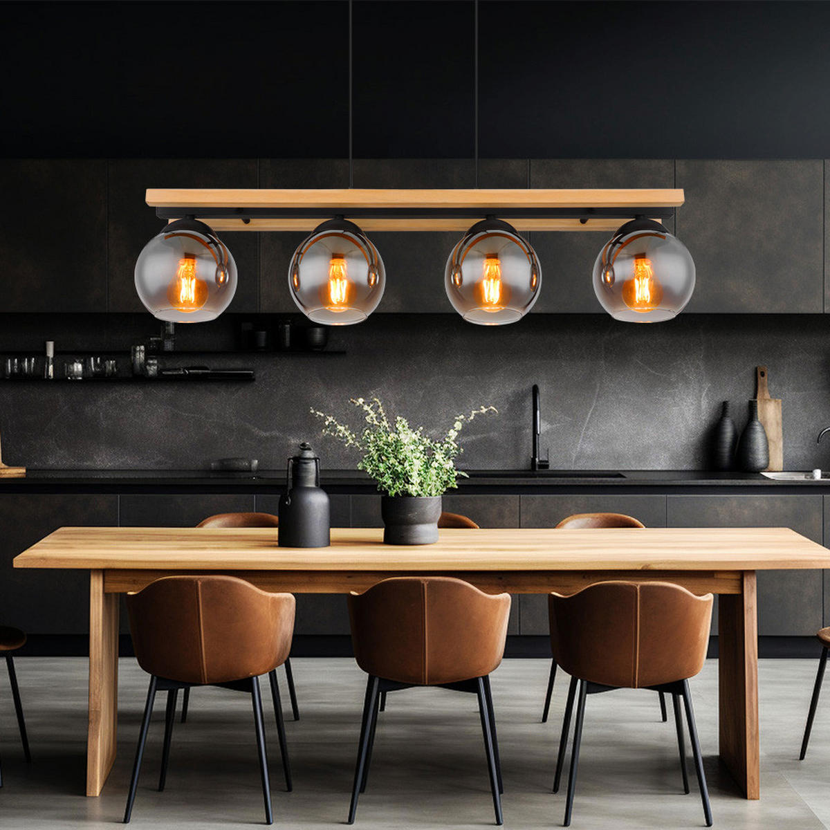 LED HÄNGELEUCHTE CONNI Holz Braun - Braun, Holz (85/15/120cm) - Globo Lighting