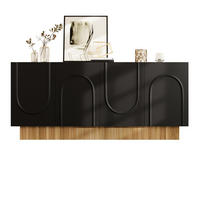 KOMMODE 160/38/75 cm aus Spanplatte mit 4 Türen und U-Relief Schwarz (Holzoptik) - Schwarz, Holzwerkstoff (160/75/38cm) - Modenvie