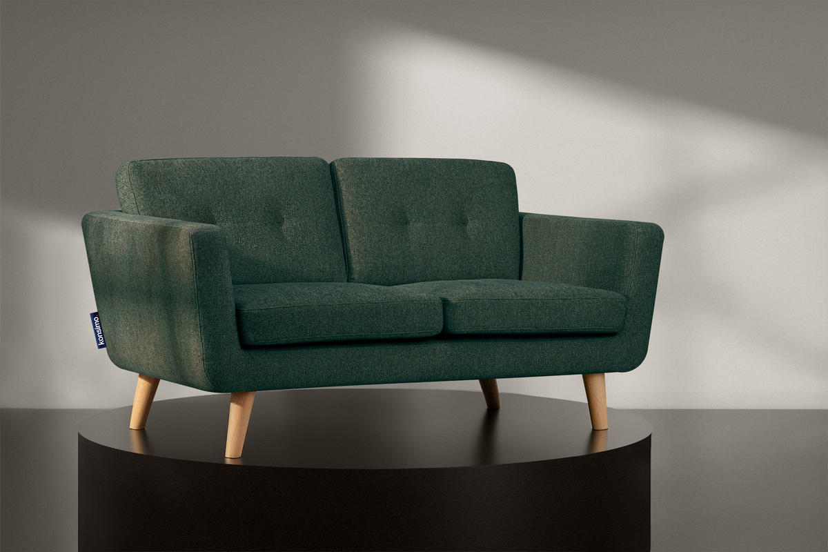 2-SITZER-SOFA TAGIO II mit Armlehnen, Marineblau/Braun - Blau/Braun, Textil (88/80/153cm) - KONSIMO®