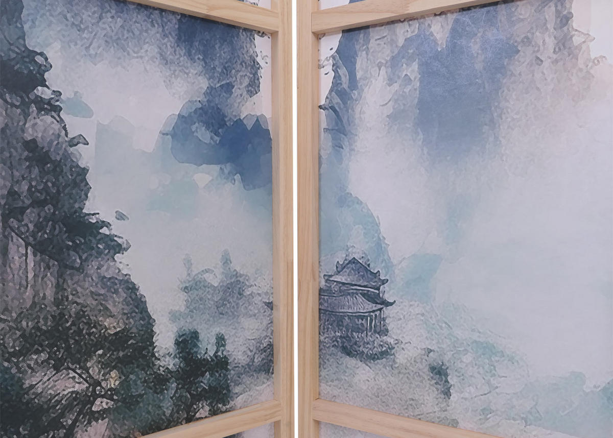 PARAVENT Blaugrau - Blaugrau, Holz (227/170/2cm) - MCW