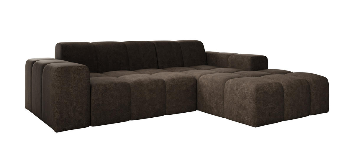 ECKSOFA Fogo ohne Schlaffuktion, L-Form, Sofa Rechts, Veloursstoff, 245x68x180 cm, Braun - Braun, Holz (245/180cm) - PROMETO Möbel