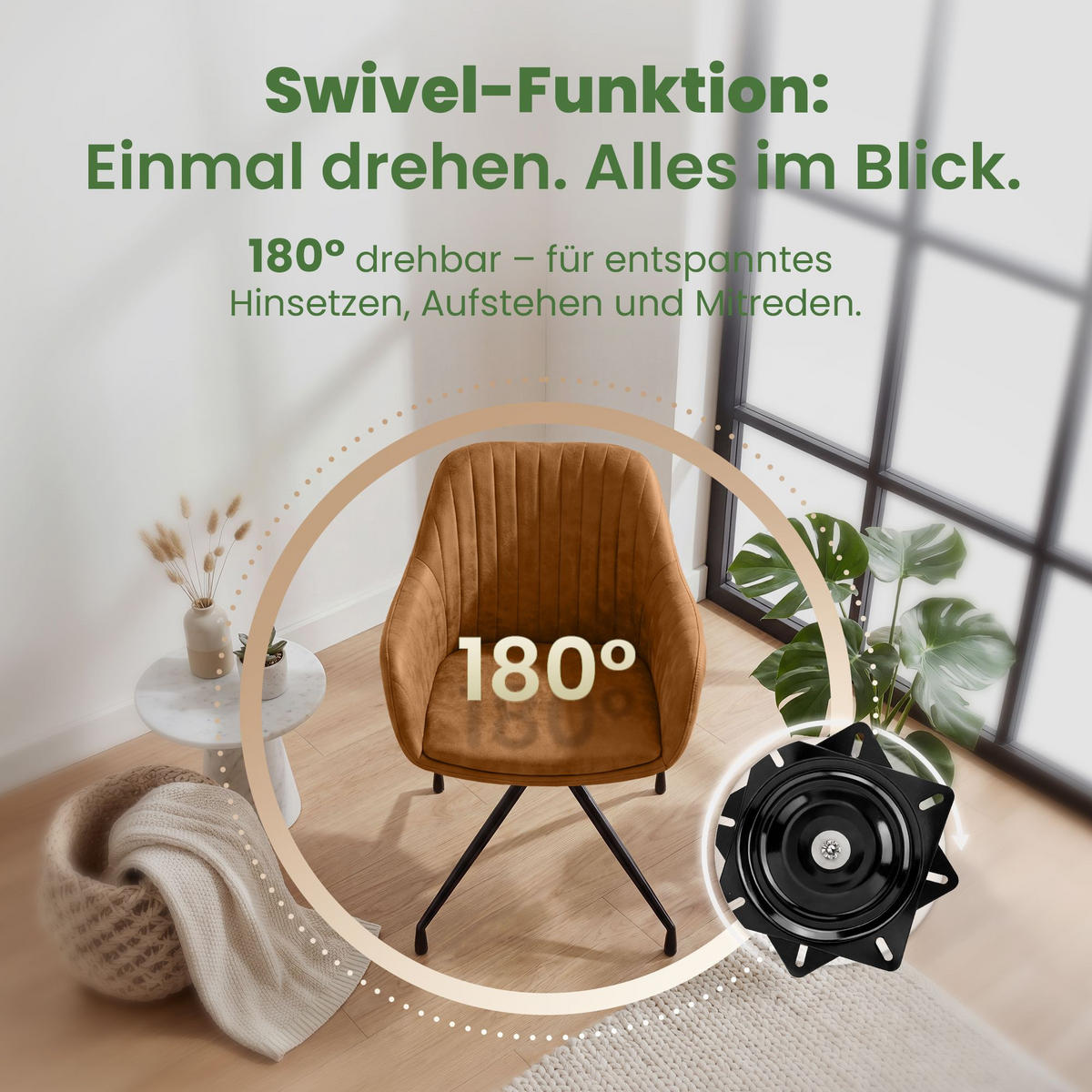 ARMLEHNENSTUHL 2 Lederlook Hellbraun - Hellbraun/Schwarz, Textil/Metall (58/81/58cm) - CLP