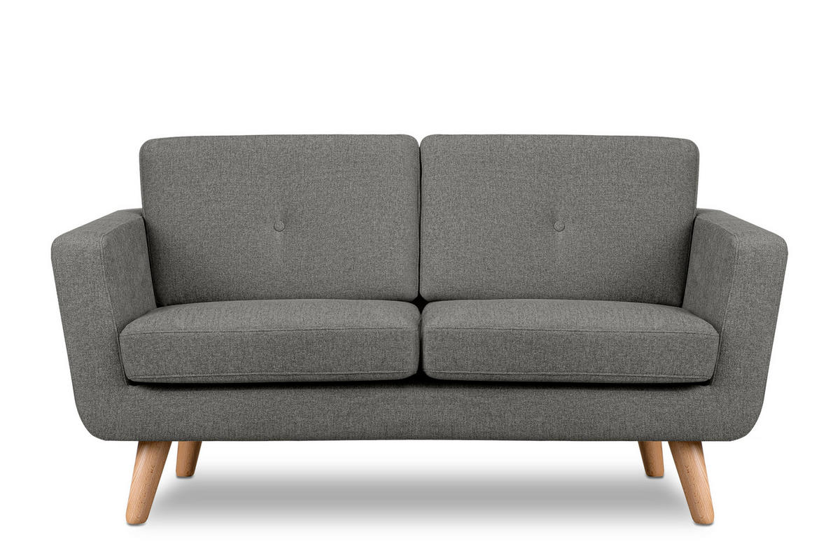 2-SITZER-SOFA TAGIO II mit Armlehnen, Aschgrau - Grau, Textil (88/80/153cm) - KONSIMO®