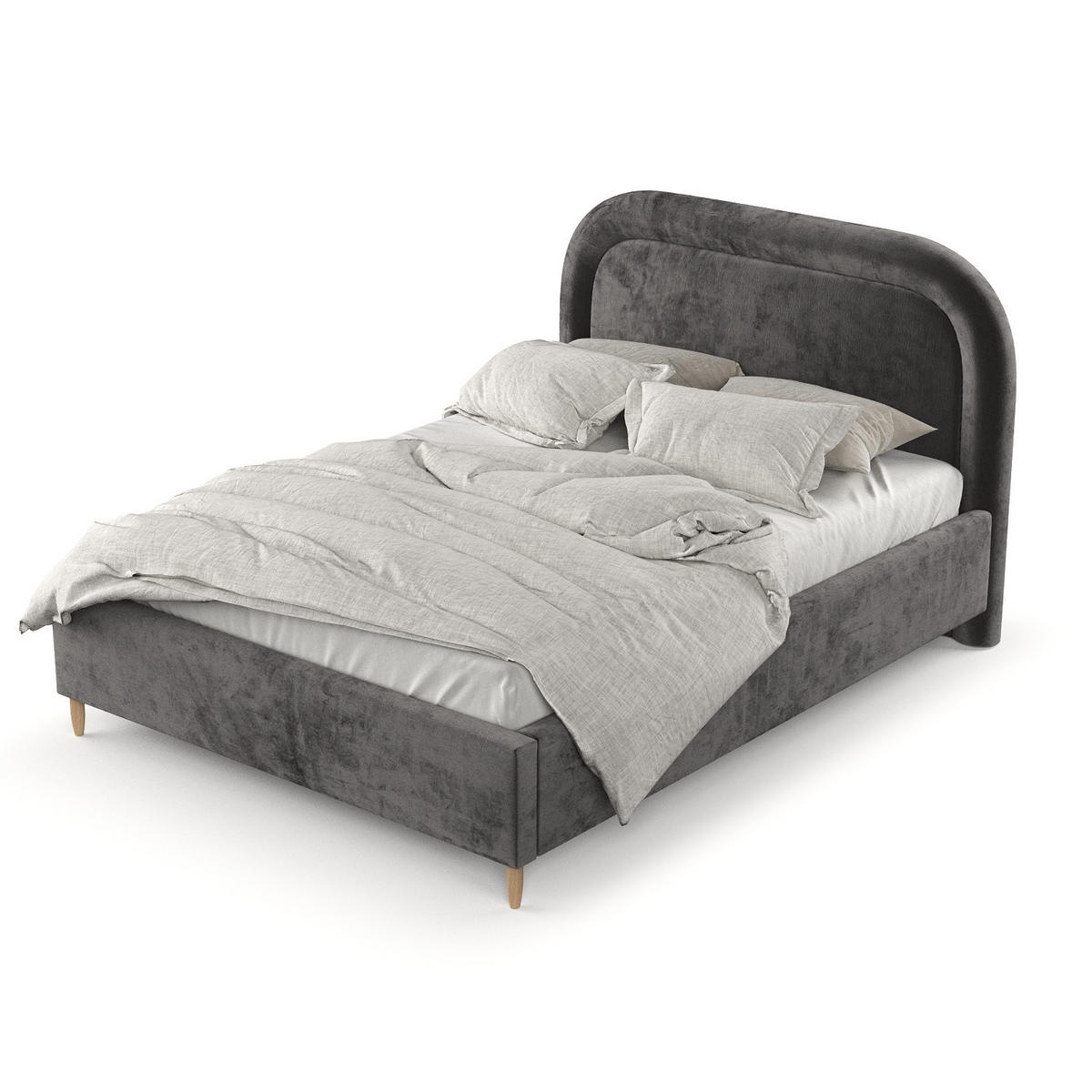 POLSTERBETT Zoya 120/200 cm Anthrazit im Lotta Stoff - Anthrazit/Naturfarben, Holz/Holzwerkstoff (120/200cm) - AltaBeds