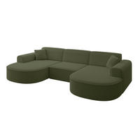 WOHNLANDSCHAFT MARI-U1 - 303x171x79 cm Grün Bouclé - Schwarz/Grün, Holzwerkstoff/Kunststoff (303/79/171cm) - ALTDECOR