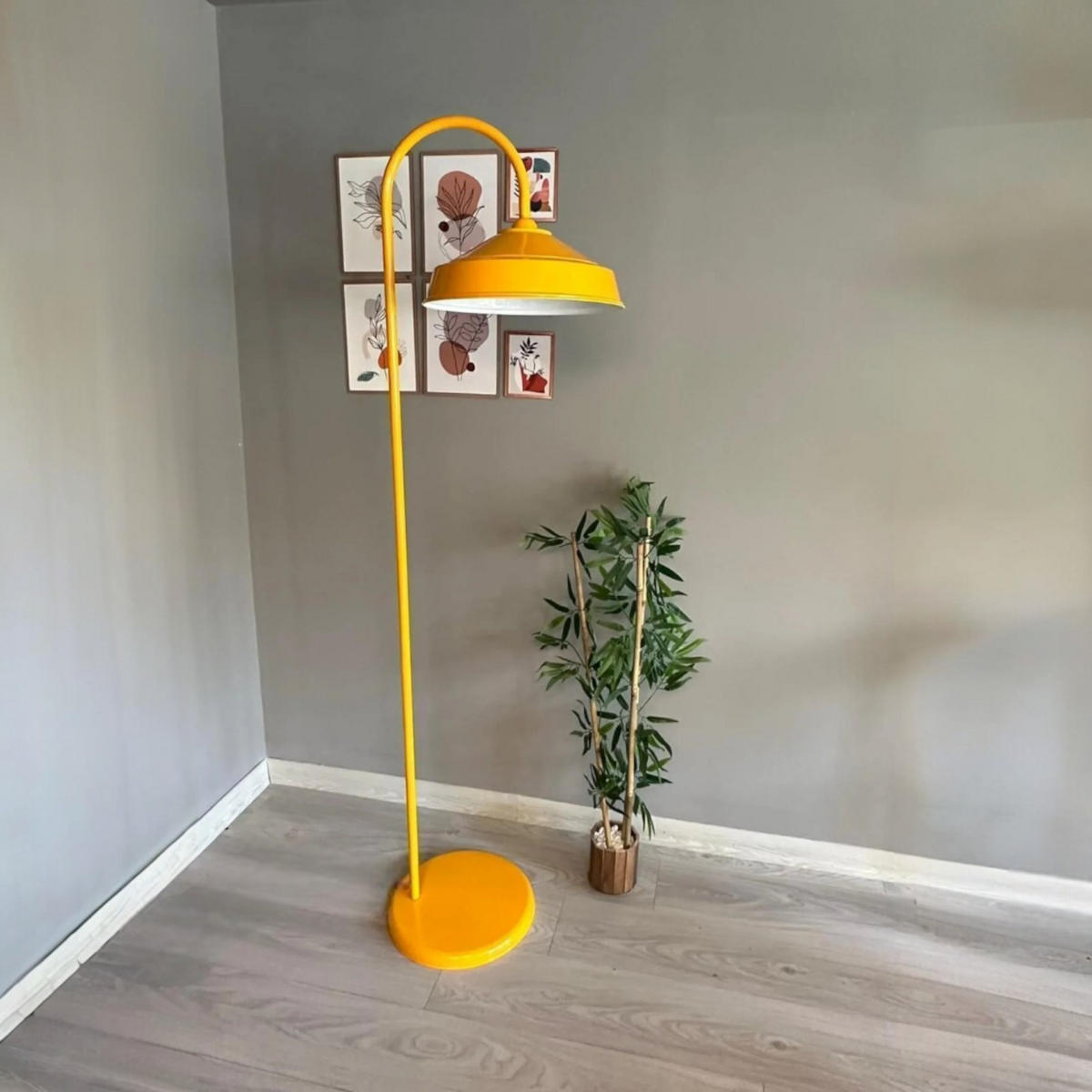 STEHLEUCHTE Bogen 180 Cm - Gelb, Metall (37/37/180cm) - Bamyum