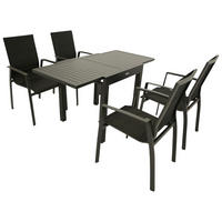 GARTEN-GARNITUR Sunderland - 5-teilig - Schwarz, Metall - TPFGarden