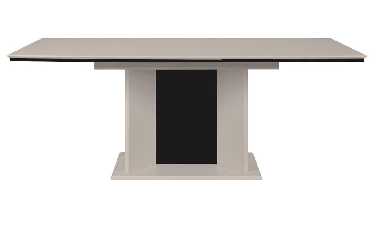 ESSTISCH sand, schwarz, Säulentisch ausziehbar 160 - 200 x 90 cm - Sandfarben/Schwarz, Holzwerkstoff (160/90/76cm) - Furn.Design