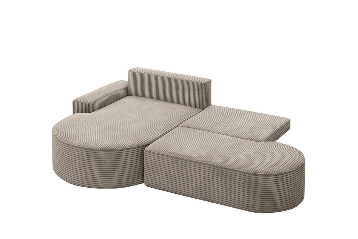 ECKSOFA mit Schlaffunktion und Bettkasten Modena Runden stoff Poso Dunkelbeige Links - Cappuccino, Holz/Textil (179/278cm) - Kaiser Möbel