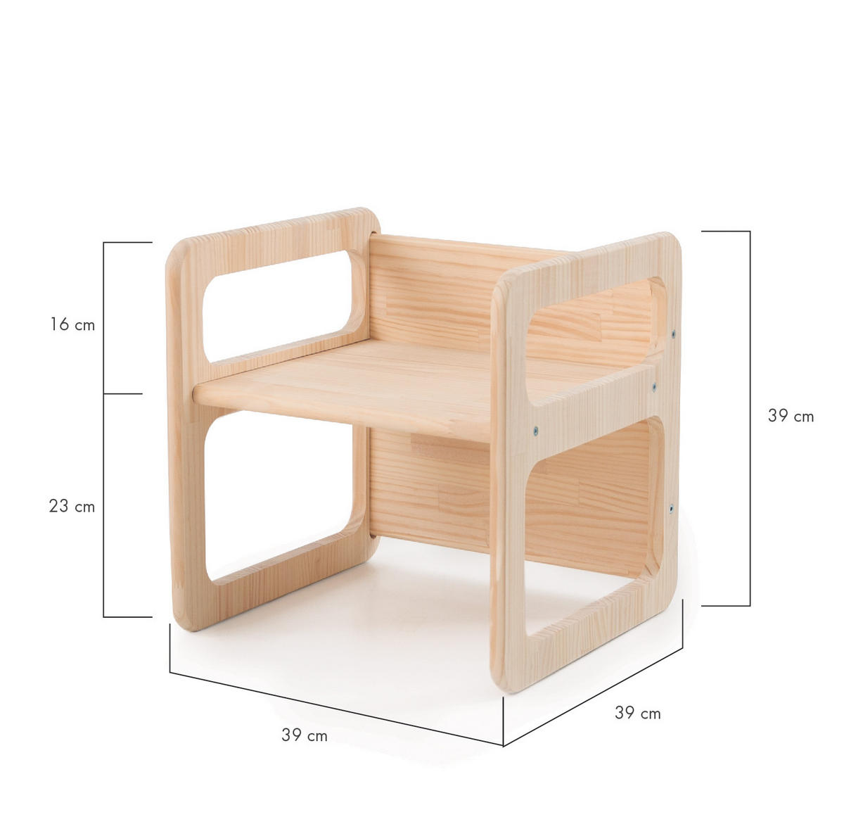 STUHL-SET 3tlg. aus naturfarbenem Kiefernholz MONTESSORI - Beige, Holz (40/40/40cm) - RNT By Really Nice Things