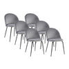 STUHL 6er-Set - Samt & Schwarzer Edelstahl - Grau - MELBOURNE - Grau, Textil (55/77/50cm) - Vente-Unique