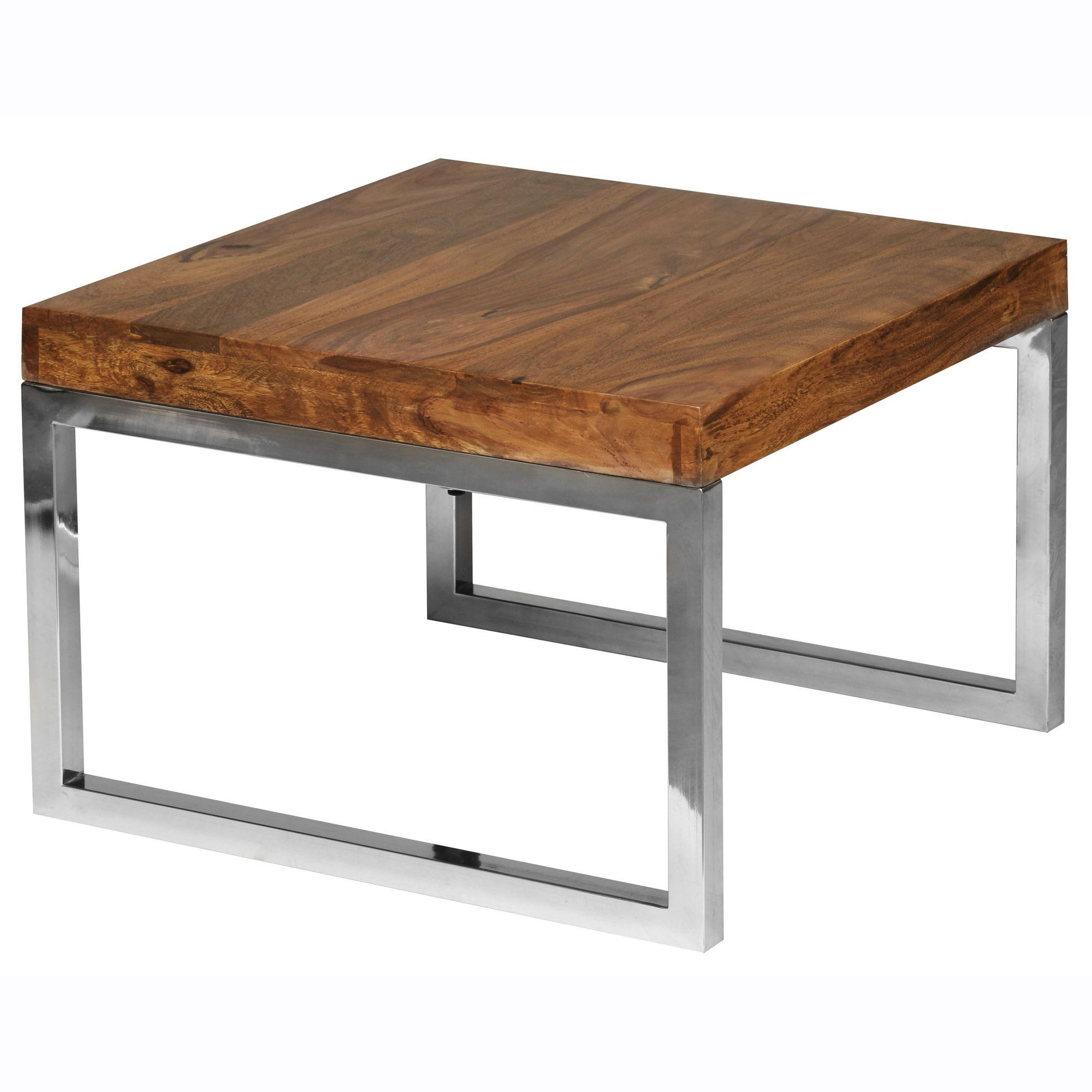 BEISTELLTISCH Massivholz Metallgestell Landhausstil GUNA, Dunkelbraun 60x60x40 cm - Silberfarben/Braun, Holz/Metall (60/60/40cm) - KADIMA DESIGN