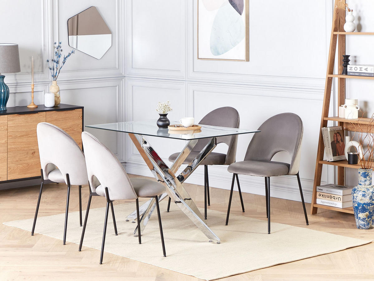 ESSTISCH 120/70/76 cm Silberfarben Rechteckig Maramo - Silberfarben, Glas (120/70/76cm) - Beliani