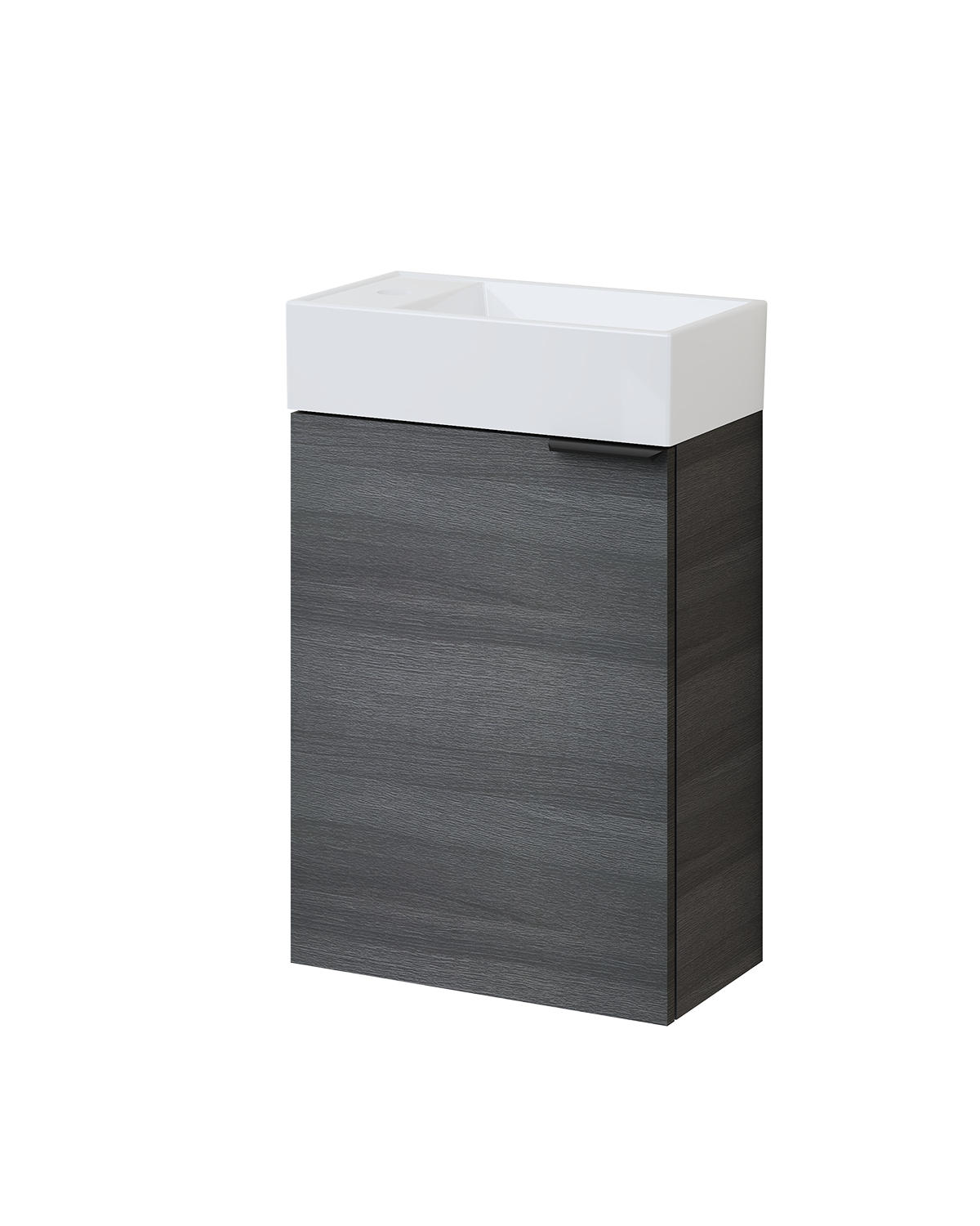 WASCHTISCHKOMBI 41,7 cm Holzdekor Grau mit Keramik-Waschbecken - Graubraun/Schwarz, Holzwerkstoff (41.7/64.6/24cm) - EMKE