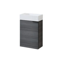 WASCHTISCHKOMBI 41,7 cm Holzdekor Grau mit Keramik-Waschbecken - Graubraun/Schwarz, Holzwerkstoff (41.7/64.6/24cm) - EMKE