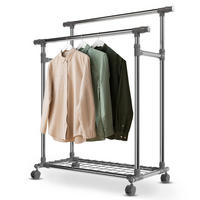 KLEIDERSTÄNDER silber 360° frei drehbare Räder - Silberfarben, Metall (153/160/43cm) - Juskys