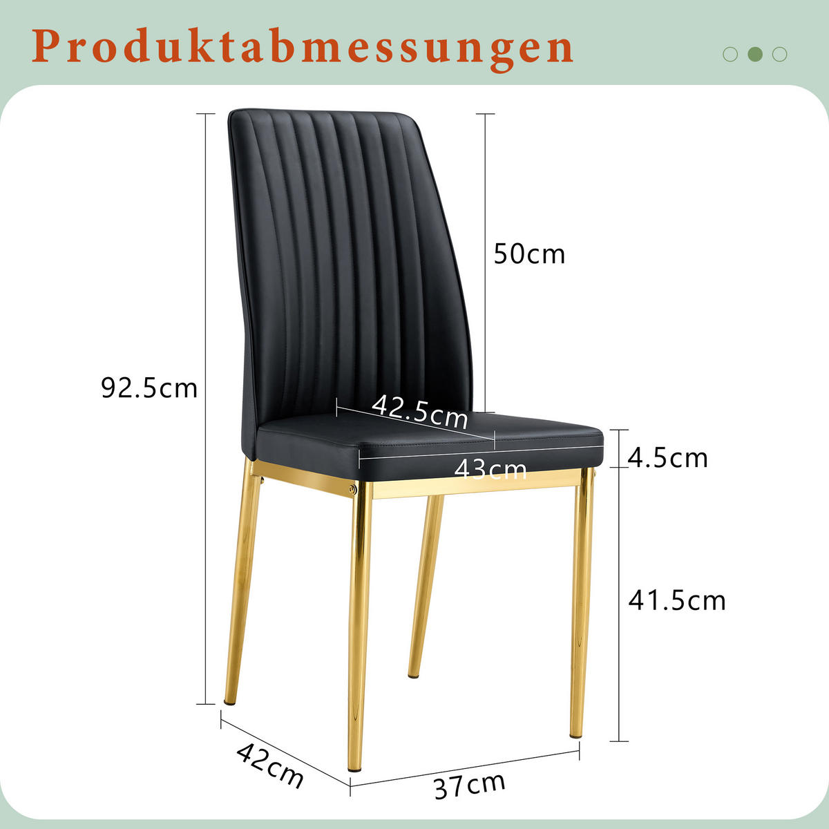 STUHL-SET DE-36495 4 Stück mit PU-Bezug und Metallbeinen Schwarz - Schwarz, Metall (42.5/92.5/43cm) - ComfortXL