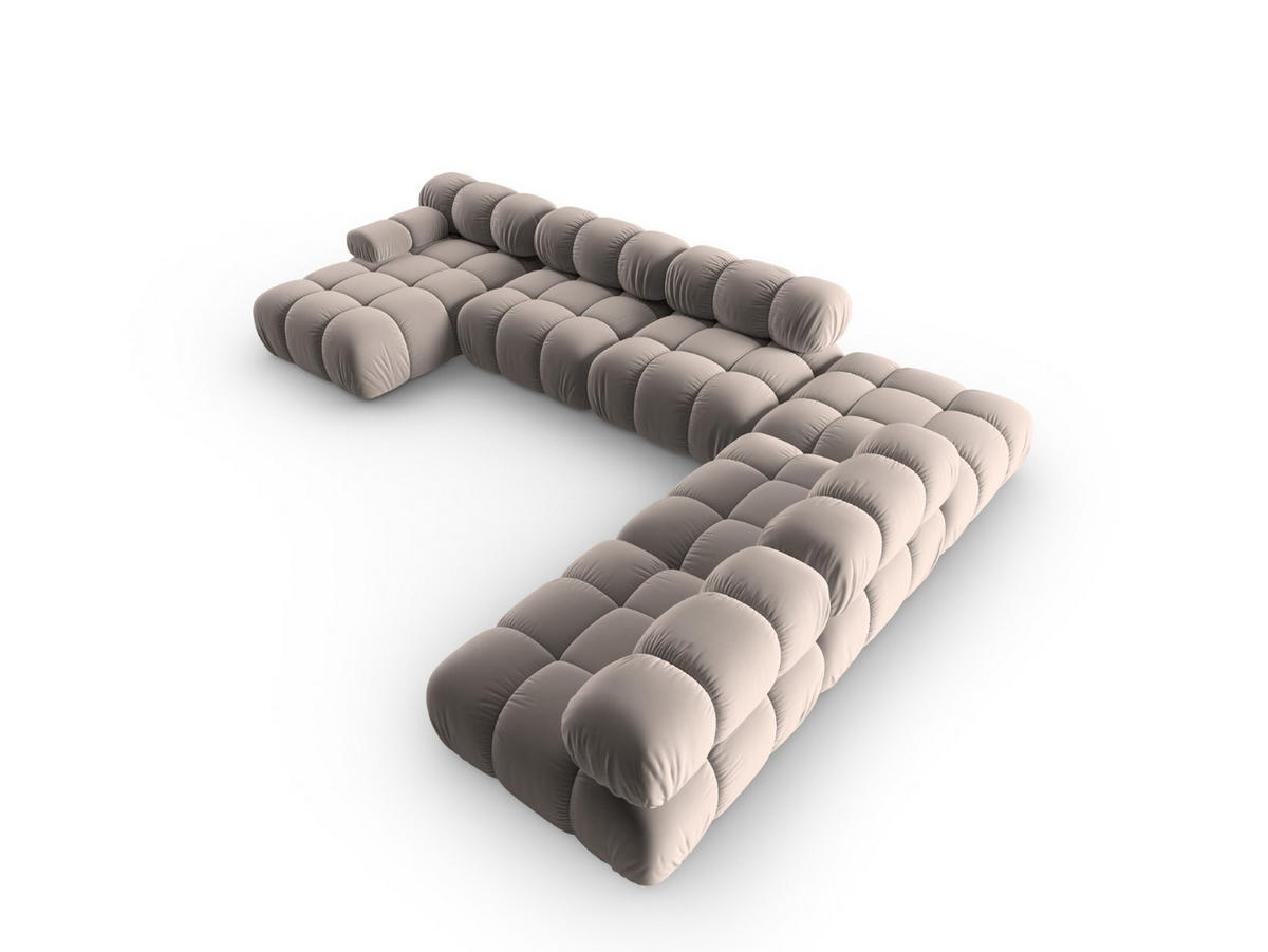 MODULARES-PANORAMASOFA rechts Bellis aus Samt beige 7 Sitzplätze - Beige, Textil (282/63/379cm) - Micadoni