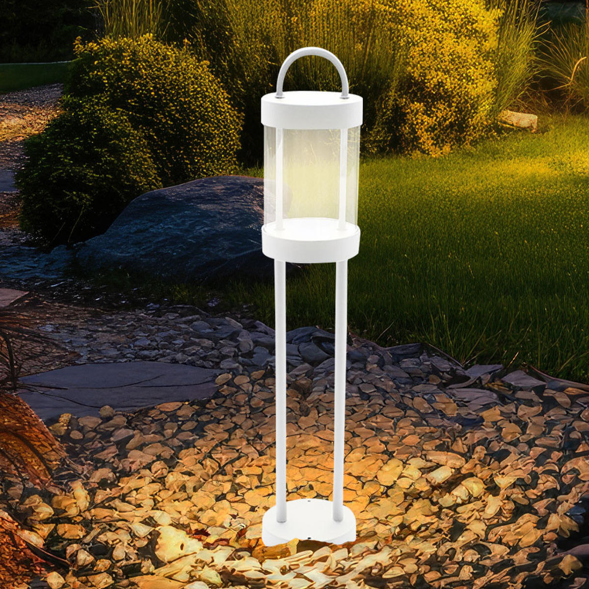 LED AUSSENSTEHLEUCHTE Alu Weiß - Weiß, Metall (12.5/12.5/65cm) - Nowa